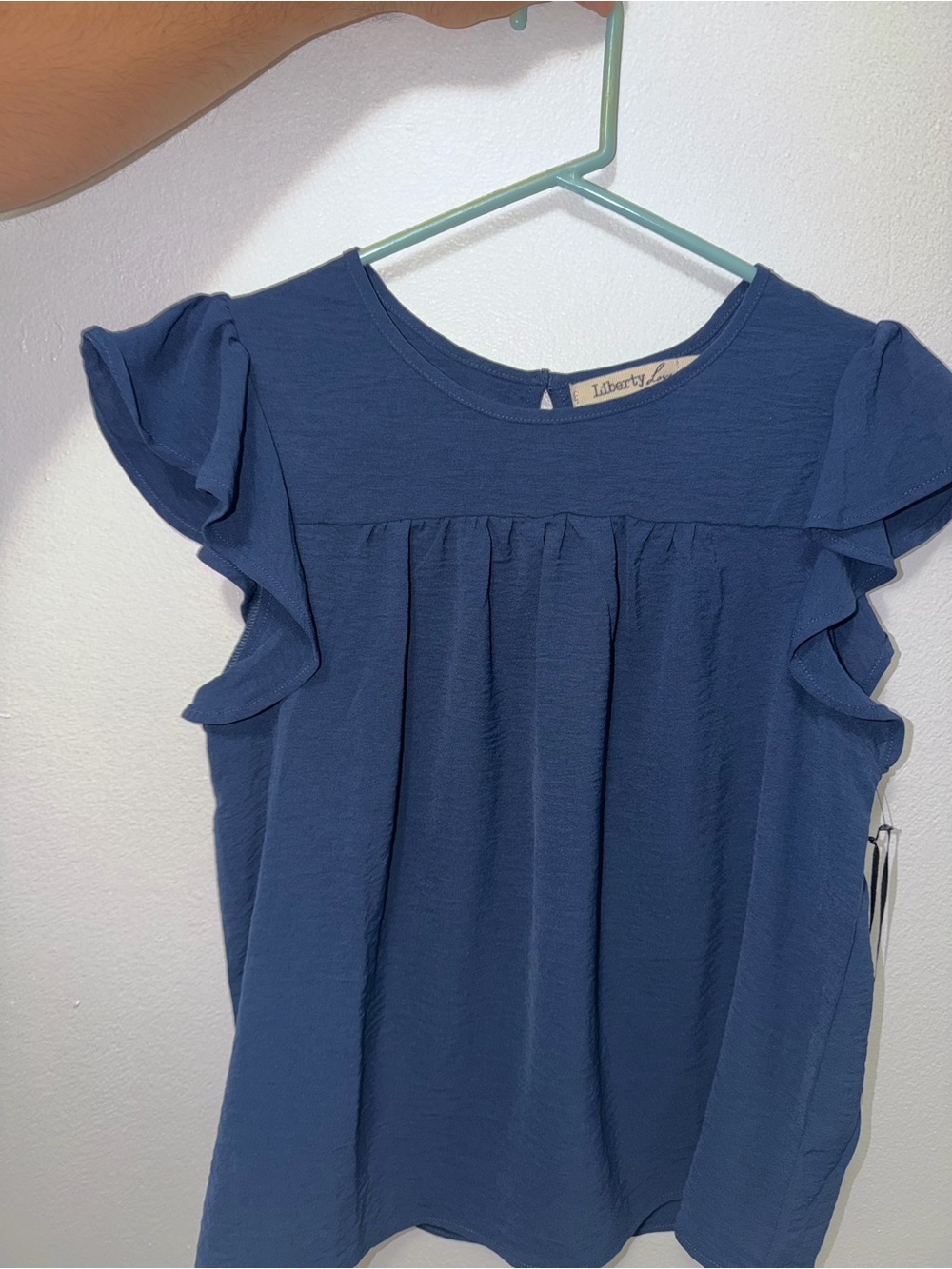 Liberty Love Deep Navy Ruffle Sleeve Tunic Top